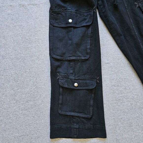 Free People Tahiti Cargo Pant Womens L Black Utility Grunge WideLeg Pleated Boho - Picture 6 of 8